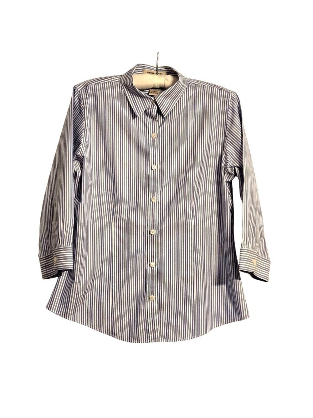 LL Bean Wrinkle Resistant Pink Blue Striped 100% Cotton Button Down